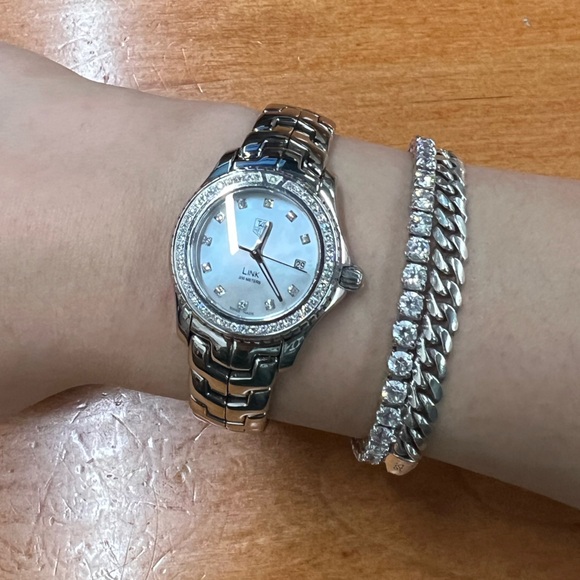 DIAMOND DIAL and DIAMOND BEZEL TAG HEUER LADIES LINK MOTHER OF PEARL QUA… - Picture 6 of 6